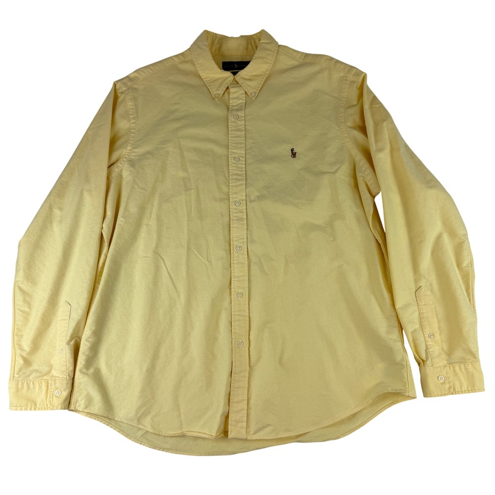 Ralph Lauren Button Down Shirt Mens XXL Yellow Classic Fit Oxford Long Sleeve